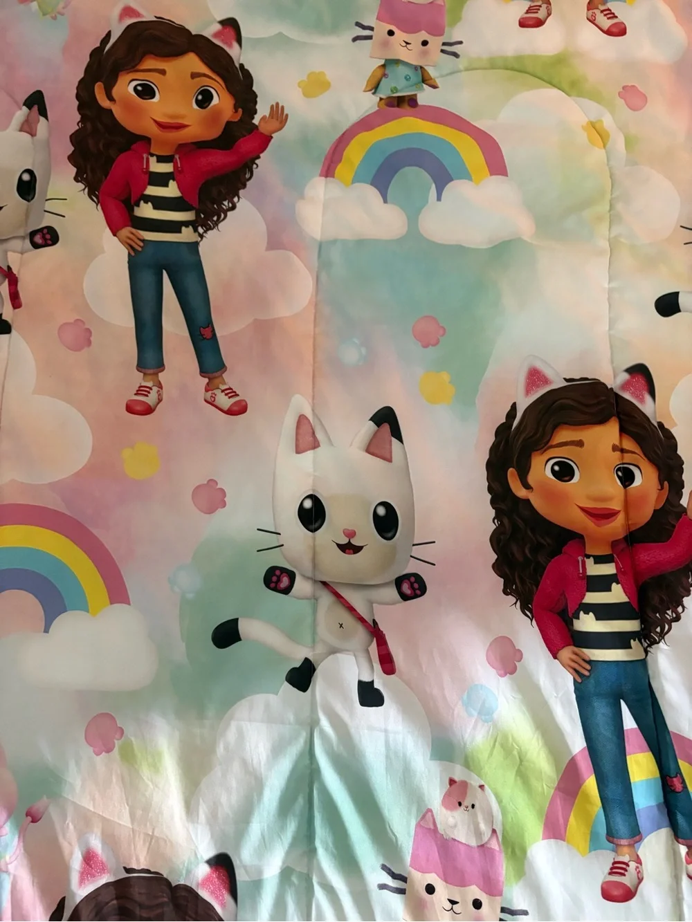 Kids Rainbow Gabby’s Dollhouse Full Size Bedding Set (sheets included)